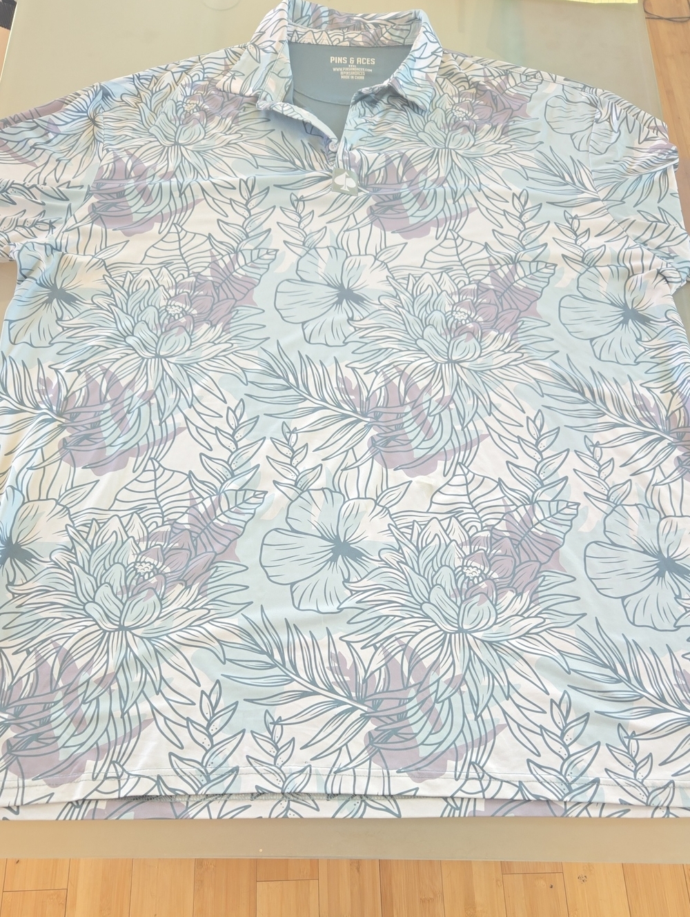 Pins & Aces Men’s Light Blue Floral Polo